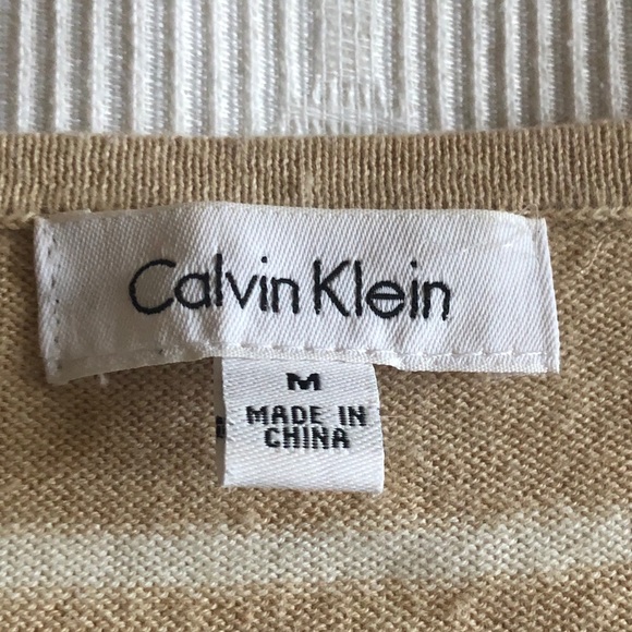 Calvin Klein Batwing V-neck Striped Sweater - Picture 2 of 8